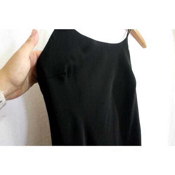 Vtg Black Slip Dress Sz 7/8 Spaghetti Strap Flutter Maxi Sheer Layered Chiffon - Picture 6 of 8